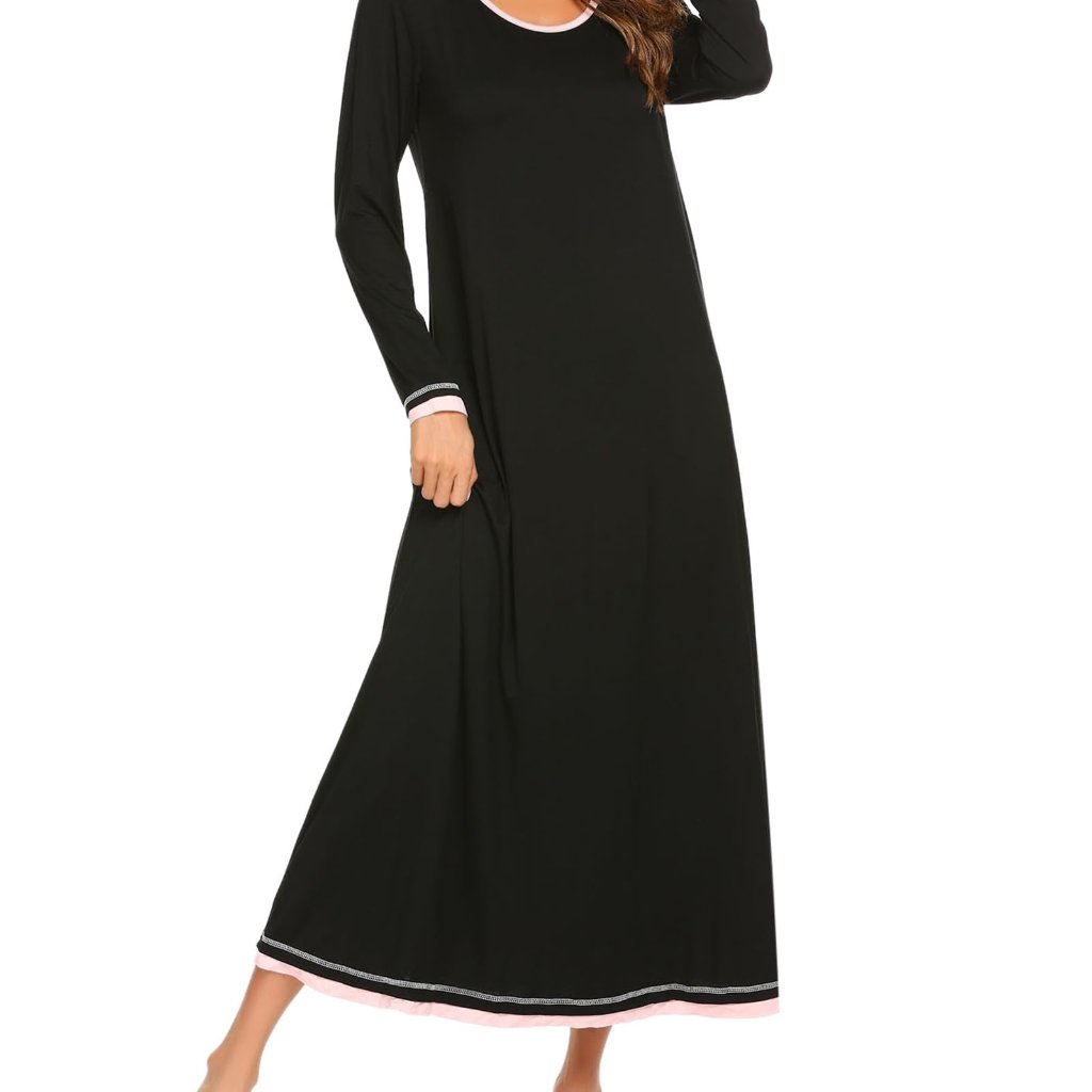 Long Sleeve Nightgown Soft Loungewear Full Length Sleepshirt S-4xl